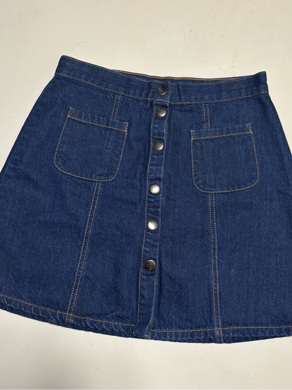 BDG Dark Blue Button-Front A-Line Denim Skirt Size M